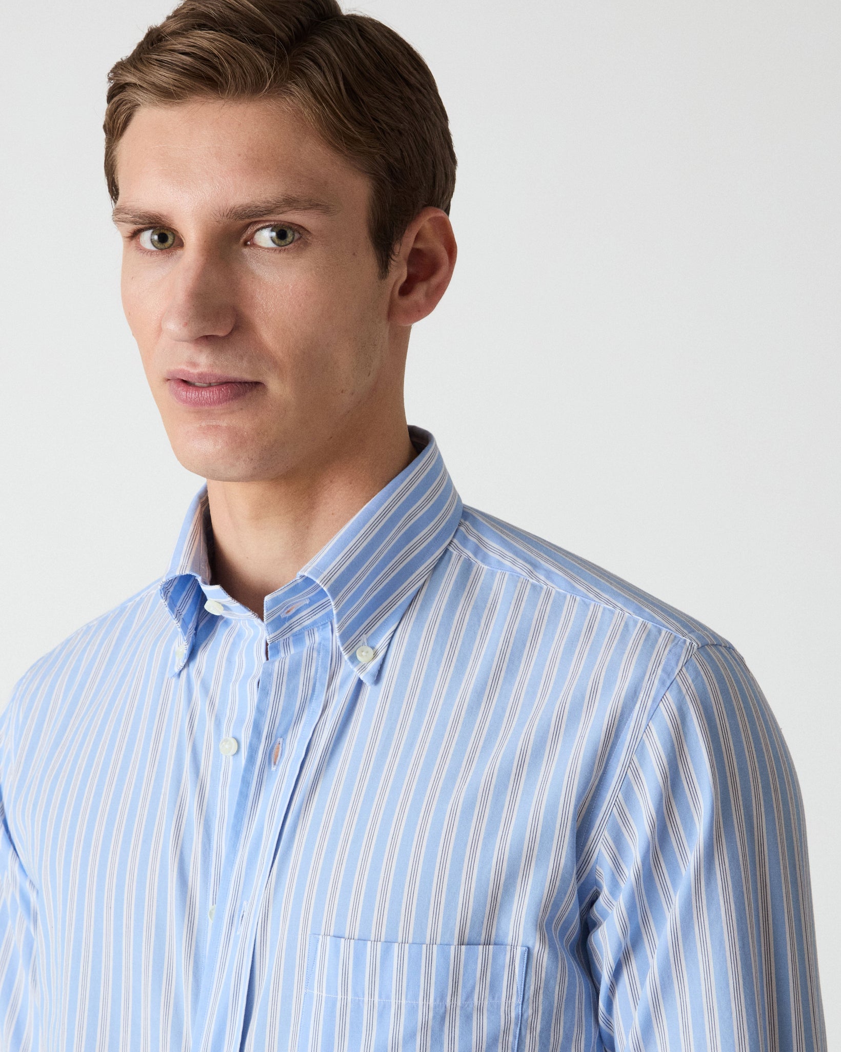 Ferdinand Poplin Button Down Shirt - Blue/White/Navy Berg & Berg