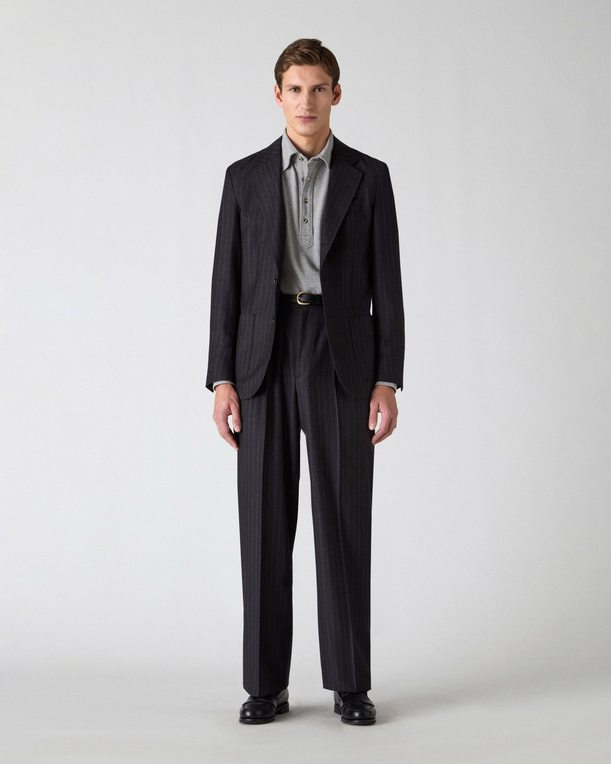 Dante Chalk Stripe Suit - Grey Berg & Berg
