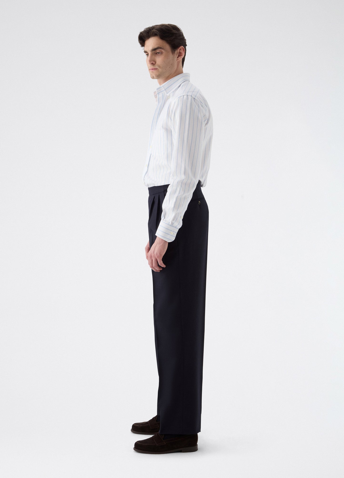 August High Twist Wool Trousers - Navy | Berg & Berg