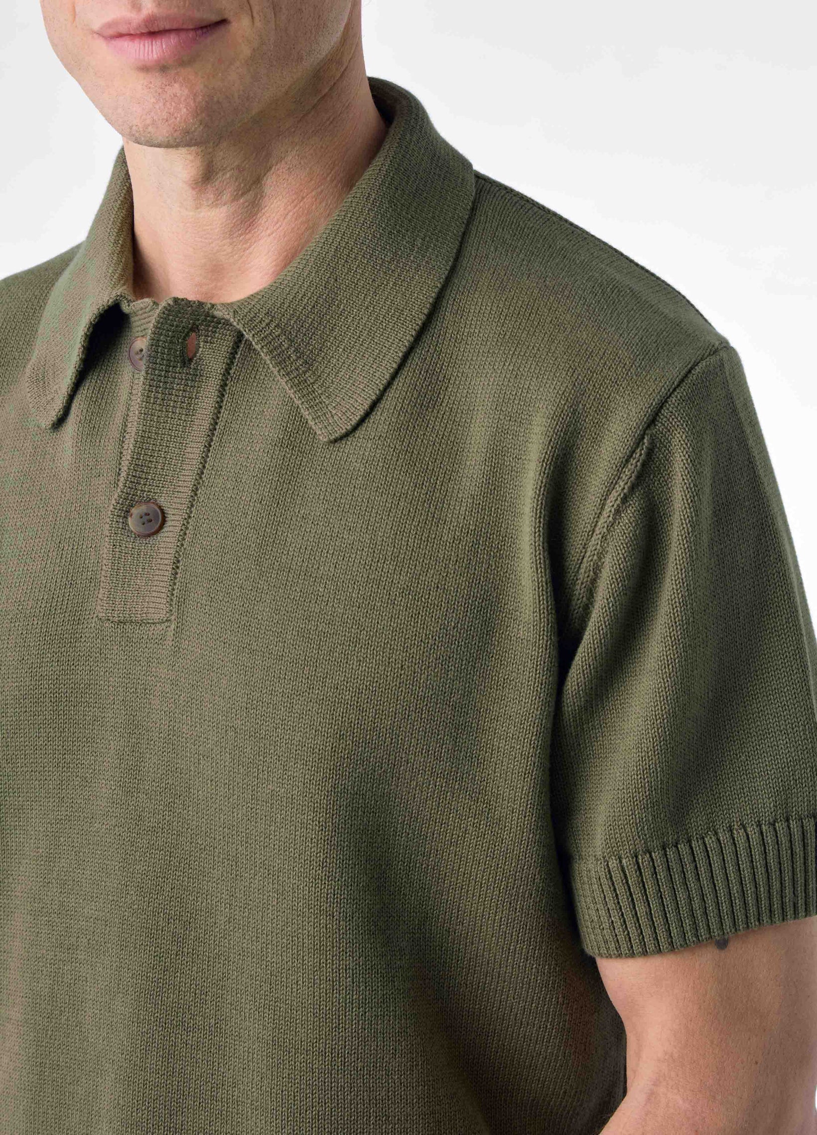 Bror Knitted Polo - Olive | Berg & Berg